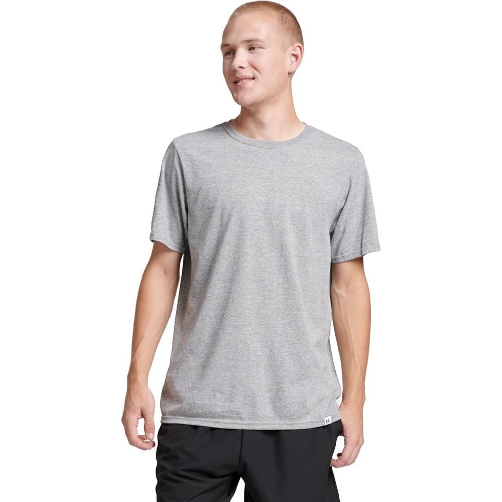 Men Dri Power Short Sleeve Grey Oxford T Shirt Moisture Wicking Odor Protection